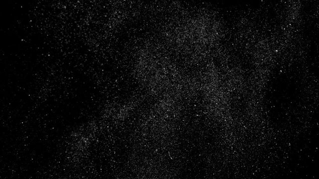 Dust particles on black background. 3D effect with snow glare and flare sparkle