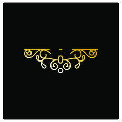 gold and white laurels, swirly border for black design, text divider icon in outline 