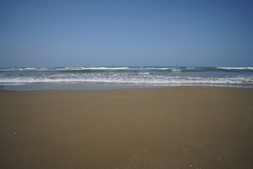 晴れた日の波打つ海岸