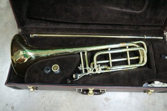 Old Fashioned French Horn On Black Background