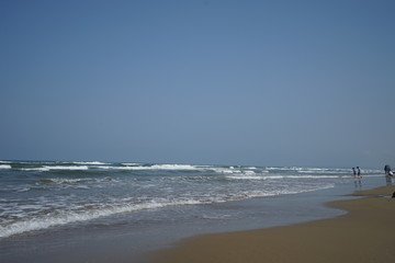 晴れた日の波打つ海岸