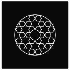 Mandala black design vector icon in outline