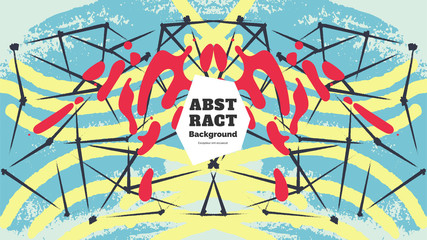 Abstract background illustration. Colorful lines, spots, constellations and polygons. Decorative symmetric wallpaper, backdrop. Hand drawn texture, decor elements and shapes. Eps10 vector.