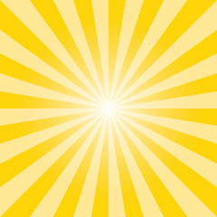 Sunburst background template. Rectangular recto sun rays backdrop. Sun rays pattern. Cyber yellow sunbeam background design for various purposes.