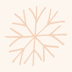 Snowflake simple doodle illusatration. Hand drawn snow element isolated on white background. Winter season, Christmas celebration