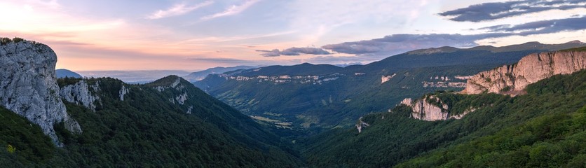 French landscape. Summer landscape of the mountain chain Vercors in France. Col de la bataille.