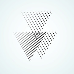 Triangle Logo with lines.Square unusual icon Design .Black Vector stripes .Geometric shape.