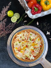 Hot pizza on plate