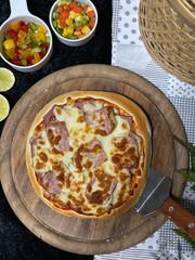 Hot pizza on plate