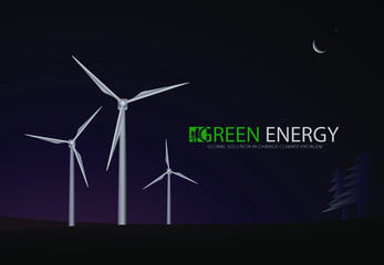 Electric Windmills or Green Electricity Production concept in Vector