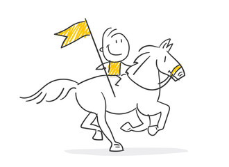 Strichfiguren / Strichmännchen: Pferd, reiten, Reiter. (Nr. 534)