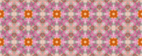 Watercolor Repeat Print.  Orange, Green and Pink Textile Print. Traditional Backdrop.  Colorful Natural Ethnic Illustration. Watercolor Tie Dyed Repeat Print. 