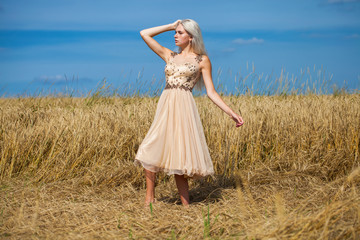 Portrait of a young beautiful blonde woman