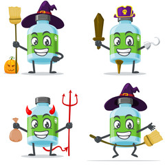 vector illustration of mascot or medicine bottle character collection set with halloween theme