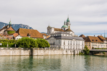 Solothurn, Aare, Altstadt, Kathedrale, St. Ursen-Kathedrale, Barock, Stadt, Fluss, Landhausquai,...