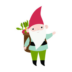 Vector card with cute gnome.