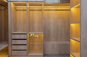 Interior design of bedroom closet in house