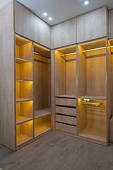Interior design of bedroom closet in house