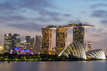 Naklejka premium Singapore Skyline View at Night