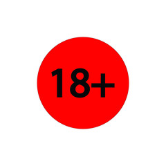 Under 18 sign warning symbol. Over 18 only censored. Eighteen age older forbidden adult content.