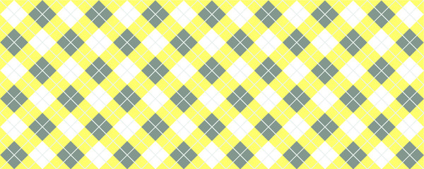 Yellow Scottish Argyle style. Diamond pattern. Retro argyle pattern Checkered texture from rhombus, squares Flat tartan checker print. Vector gingham and bluffalo check line. Christmas, xmass.