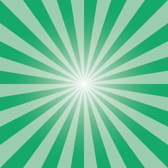 Sunburst background. Green sunburst backdrop template design. Rectangular sun rays pattern. Jade green sunbeam background design for various purposes.