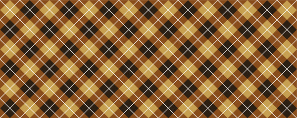 Brown Scottish Argyle style. Diamond pattern. Retro argyle pattern Checkered texture from rhombus, squares Flat tartan checker print. Vector gingham and bluffalo check line. Christmas, xmass.