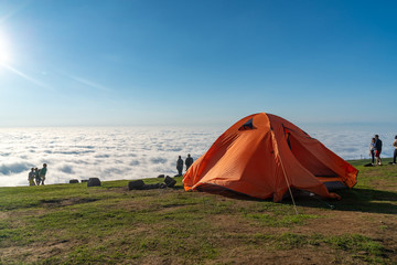 Camp tent in the mountains of Gomismta, Georgia