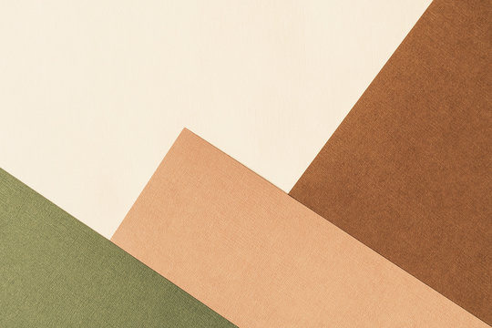 Paper for pastel overlap in beige, green and terracotta colors for background, banner, presentation template. Creative modern trendy background design in natural colors. Trendy paper for pastel