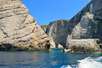 View of the blue Mediterranean sea and cliffs