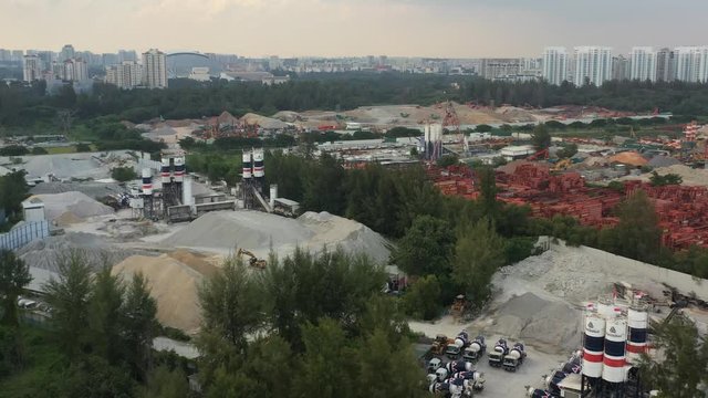 Aerial shot of construction site   Marina East  Singapore