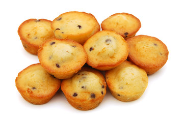 Fresh chocolate chip muffin close up.