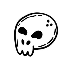 Skull, magic symbol. Halloween art, design element, icon, sticker. Holiday ink stamp, silhouette. Esoteric, supernatural, paranormal.