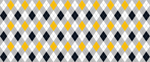 Black, yellow Harlequin Scottish Argyle style. Diamond pattern. Retro argyle pattern Checkered texture from rhombus, squares Flat tartan checker Vector gingham and bluffalo check line Christmas, xmass