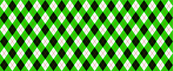 Green, red Harlequin Scottish Argyle style. Diamond pattern. Retro argyle pattern Checkered texture from rhombus, squares Flat tartan checker Vector gingham and bluffalo check line Christmas, xmass