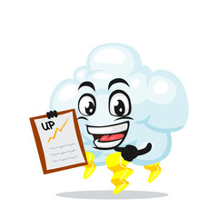 vector illustration of thunder cloud mascot or character presentation with clipboard