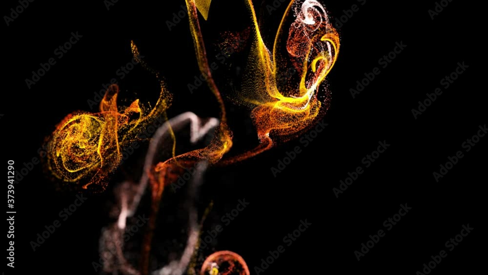 Poster abstract animation background of luminous red yellow particles, beautiful effect of glow particles i