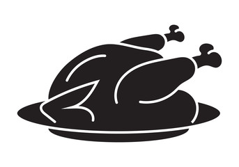 Thanksgiving dinner roast turkey flat vector icon for apps or websites