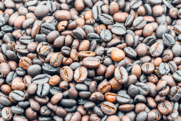 Aromatic roasted robusta coffee beans background