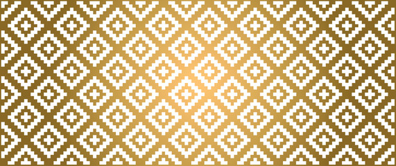 Gold, golden Tribal Ethnic Aztec style. Diamond pattern. Retro argyle pattern Checkered texture from rhombus, squares Flat tartan checker print. Vector gingham and bluffalo check line Christmas, xmass