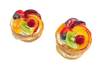 Home made cake with cream and fruit isolated