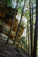 Natural scenic views while hiking along the trails in Hocking Hills State Park in Ohio.