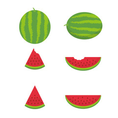 This is a collection of watermelon on white background.