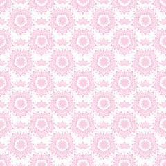 Lotus Flowers Mandala Patterns Vector Seamless pattern. Hand Drawn Doodle Round Flower Ornament. Floral Background.
