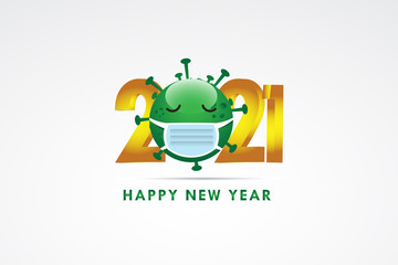 Happy New Year 2021 Vector Design For Banner Print and Greeting Background With Mask