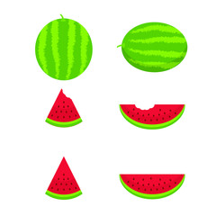 This is a collection of watermelon isolated on white background.