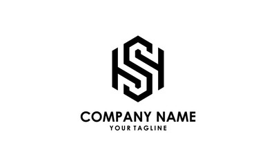 Monogram HS or SH creative modern black letters logo design