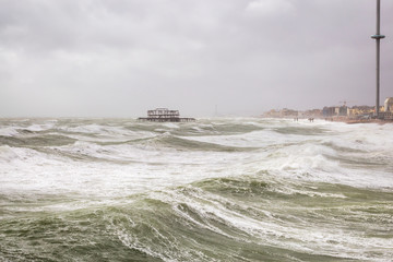 storm breaking on Brighton beach