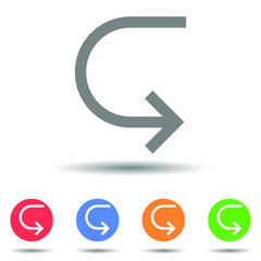 Return arrow icon vector logo with isolated background