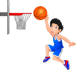 cartoon boy playing basketball